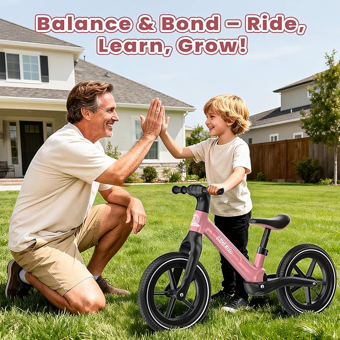 Ridego 14 Inch Balance Bike for Kids 3–6 Years, Lightweight Toddler Bike with Air Rubber Tires, Adjustable Seat, Durable Push Bicycle Gift for Boys & Girls