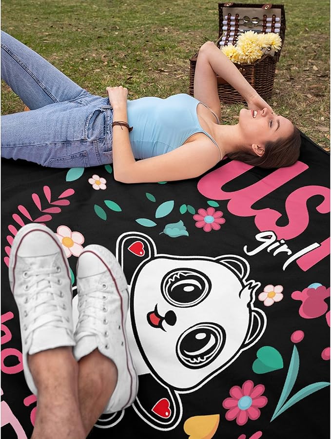 Just Girl Loves Pandas Blanket Soft Blankets and Throws Flannel Cozy Lightweight Quilt Gift Perfect for Bed Sofa Couch-80 x60 Large for Adult