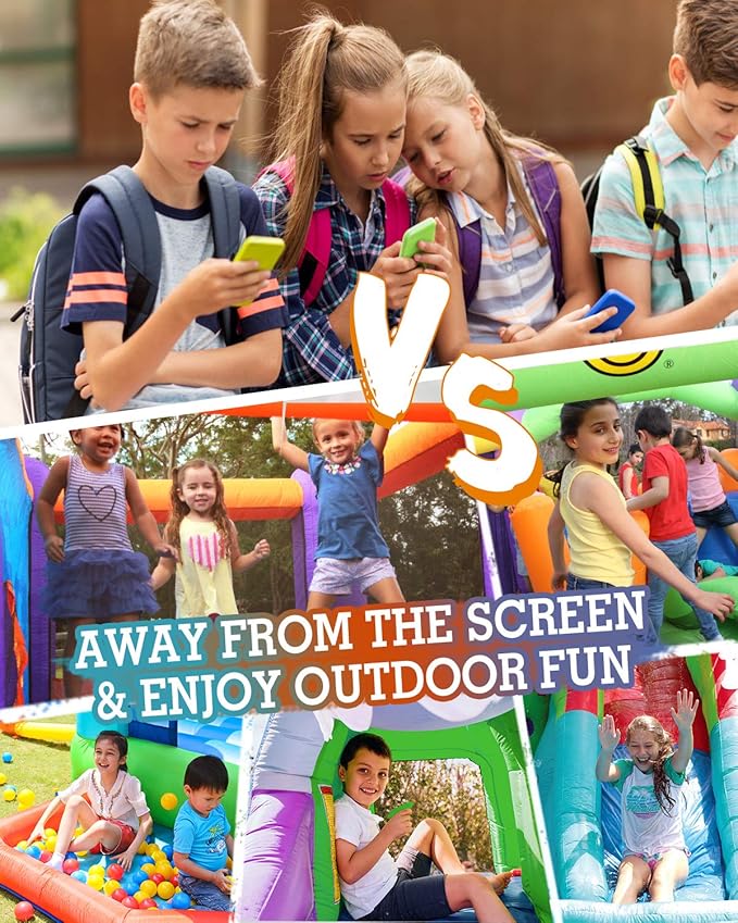 Action Air Inflatable Waterslide, Bounce House with Slide for Wet and Dry, Kids Backyard Waterpark for Summer Fun, Water Gun & Splash Pool for Age 3-8, Love for Kids