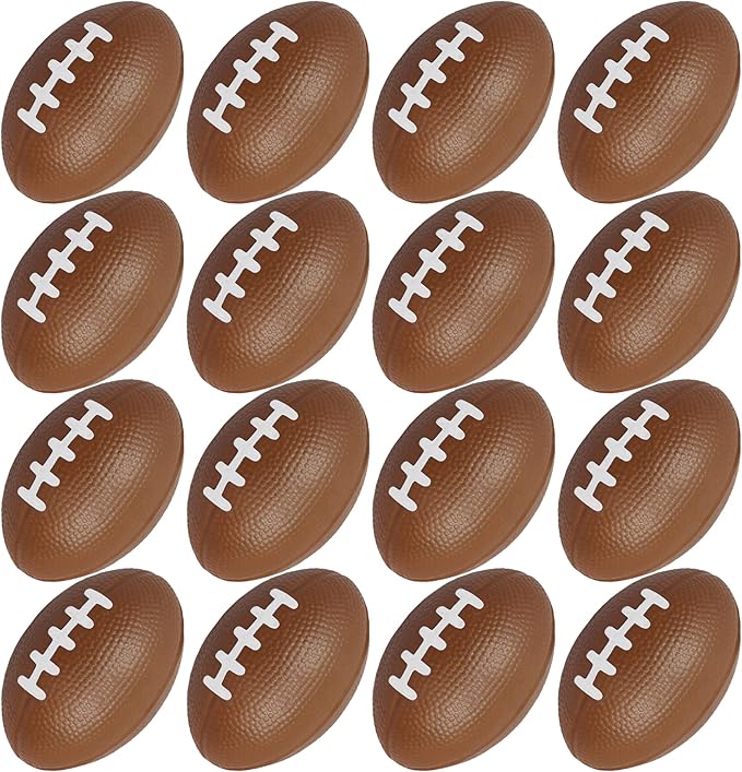AnapoliZ Mini Foam Footballs 16 Pcs Pack | 3.25” Inch Party Favor Balls | Mini Football Stress Balls Bulk | Football Party Decorations | Big Game Party Decorating Footballs | Small Foam Footballs