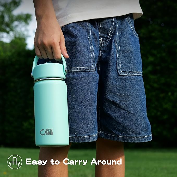OISIZ 18oz Kids Water Bottle with Straw Lid, Vacuum Insulated Water Bottle 316 Stainless Steel Bottles for Kids for School, Leakproof Water cups, BPA Free and Keep Cold for 24 Hours,Easy to Clean