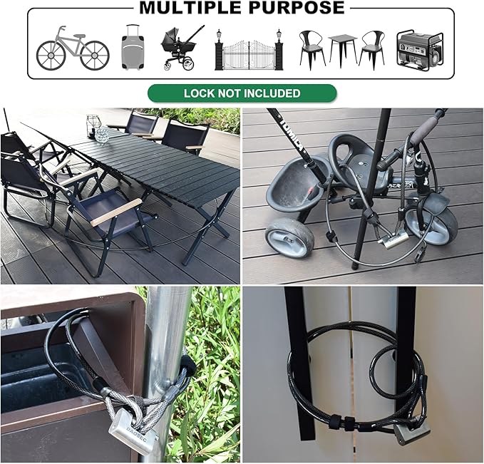 20 ft x 1/2" Heavy Duty Cut-Proof Security Cable | Flexible Vinyl-Coated Braided Steel with Looped Ends | Weatherproof Anti-Theft Locking Cable for Bikes, Gates, Kayaking & Outdoor Equipment