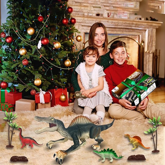 Remote Control Dinosaur Toys for Boys Electronic RC Spray Raptor Toy Walking Roaring Jurassic Spinosaurus Realistic 18.1" Dino Rechargeable Birthday Gift for Kids 3 4 5 6 7 8