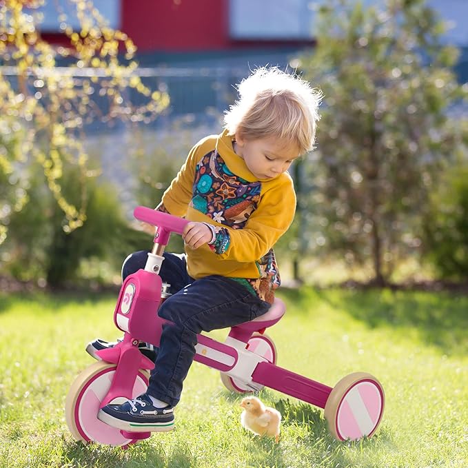 WEEROCK 6 in 1 Toddler Tricycle Fold Up Kid Tricycles with/Without Parent Steering Push Handle Boys Girls Balance Bike for 1-6 Years Old Toy Gift, Purple