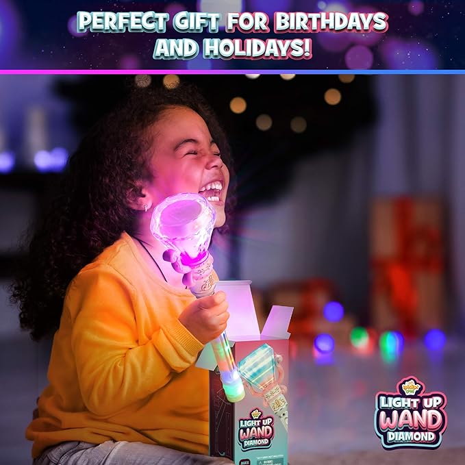 IPIDIPI TOYS Spinning Light Up Magic Wands for Kids - Pack of 2 - Pretend Play Fairy Magic Wand - Christmas Stocking Stuffers Light Up Toys, Party Favors, Goodie Bag for Girls