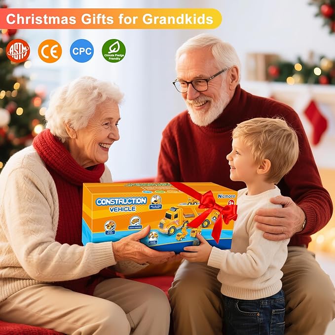 Nicmore Construction Truck Toddler Toys Car: Toys for 1 2 3 4 Year Old Boy 5 in 1 Carrier Toys for Kids Age 1-3 2-4| 18 Months 2 Year Old Boy Christmas Birthday Gifts
