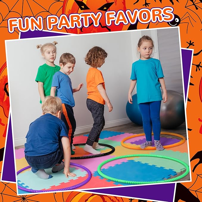 Sratte 12 Pcs Toy Hoop for Kid Detachable Adjustable Toy Hoop Colored Exercise Ring Plastic Circle for Kid Teen Gymnastics Equipment Require Self Assembly(28 Inch,4 Solid Colors)