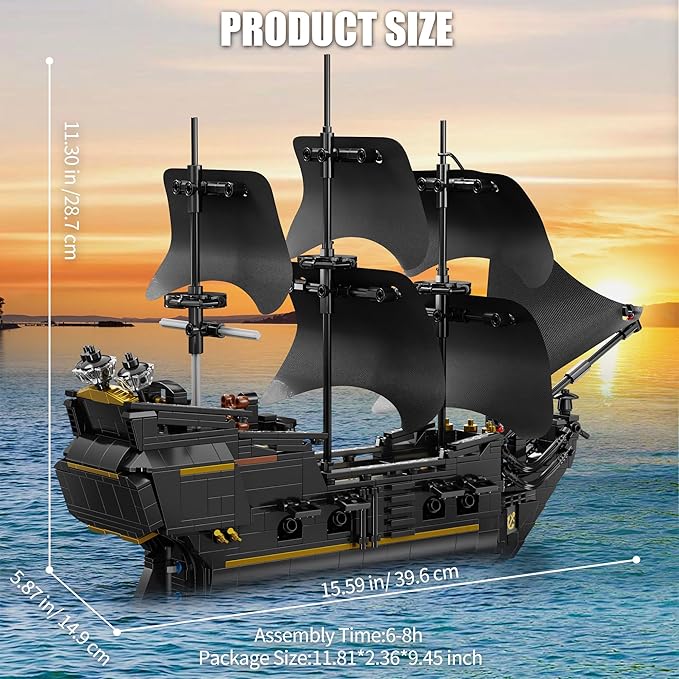 Pirate Ship Building Blocks Sets,MOC Black Pearl Ship Building Toys,Pirate Boat Collectible Display for Home or Office Decor,Christmas Birthday Gift for Adults & Boys 8-14(921Pcs)