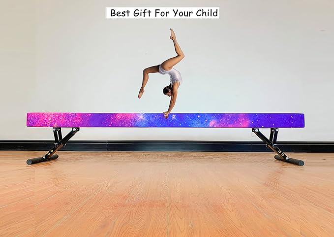 Adjustable Balance Beam 8 ft Gymnastic Beam Adjustable Height for Kids and Teenage of All Gymnastic Levels, Gymnastic Training Beam Gymnastic Equipment for Athlete Home and Gym Club Use