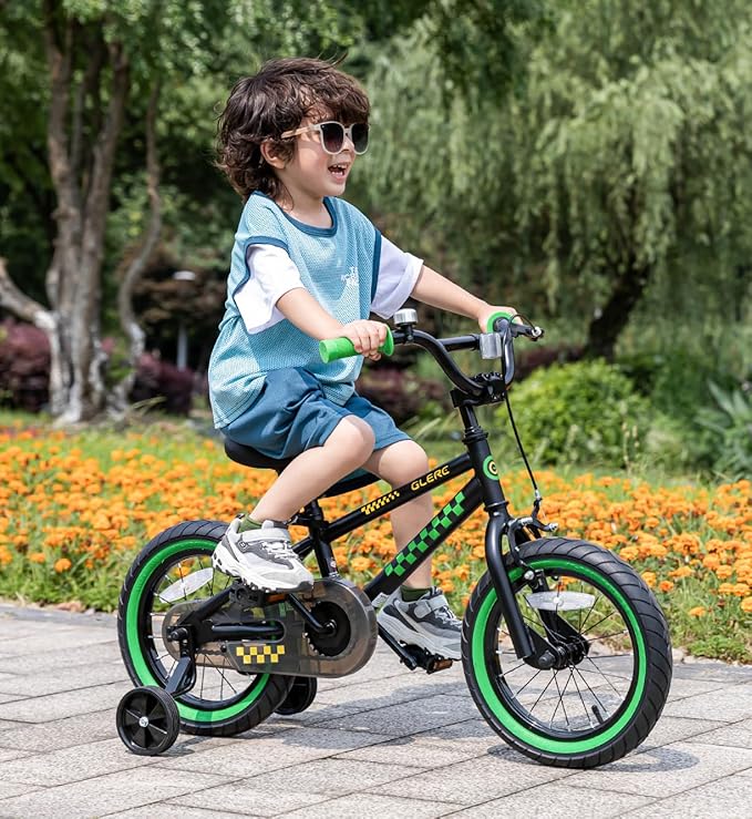 Glerc NuNu 12 14 16 Inch Kids Bike BMX Style for 2-8 Years Old Boys Girls, Toddler Bicycles with Training Wheels & Coaster Brake, Multiple Colors