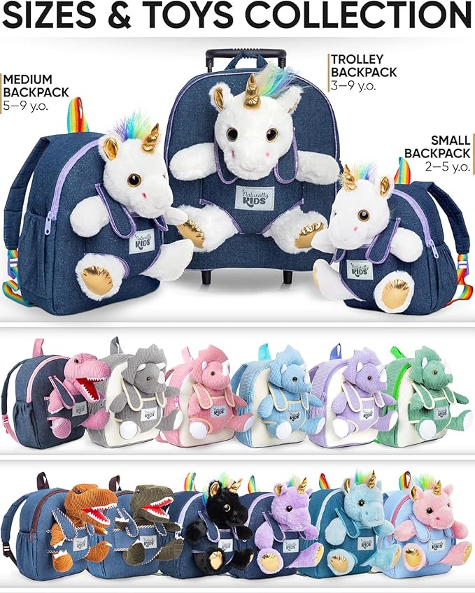 Naturally KIDS Unicorn Toys, 3 Year Old Girl Gifts, Birthday Gifts for 2 Year Old Girls, Toddler Unicorn Backpack