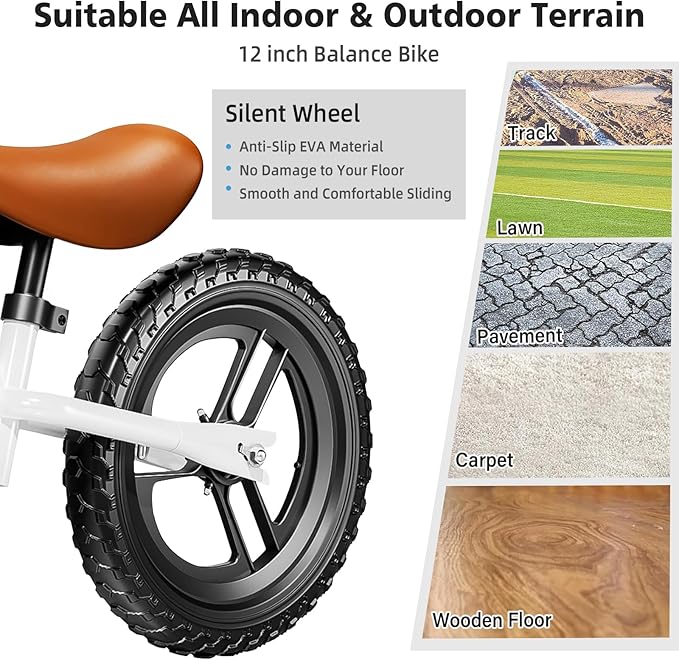 Colorful Lighting 12 Inch No Pedal Balance Bicycle Bike, for Kids,Age 24 Months to 5 Years Old, Lightweight Steady Balancing Bike with Adjustable Handlebar&Seat,Birthday Gift for 2 3 4 5 Year Old.