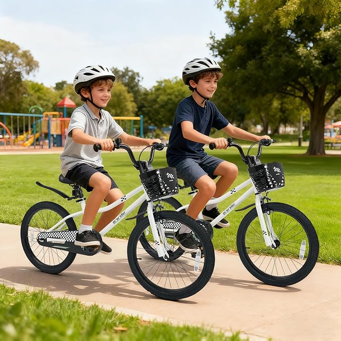 BABY JOY Kids Bike, 12 14 16 18 20 Inch Children Bikes for Boys Girls Teens 3-8 8+ Years w/Training Wheels or Kickstand, Handbrake, Coaster Brake & Removable Basket, Kids Bicycle of Multiple Colors