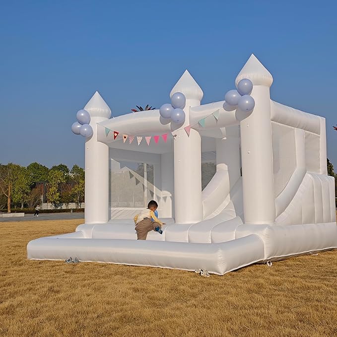 13FT White Bounce House Castle with Ball Pits and Slides Bounce House for Big Kids Thickening Oxford Inflatable Bounce House Inflatable Party Supplies/Holiday Decorations(Including Blower)