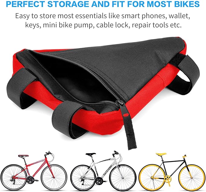 Bike Triangle Frame Bag - Bicycle Cycling Storage Triangle Top Tube Front Pouch Saddle Bag for Road and Mountain Bikes