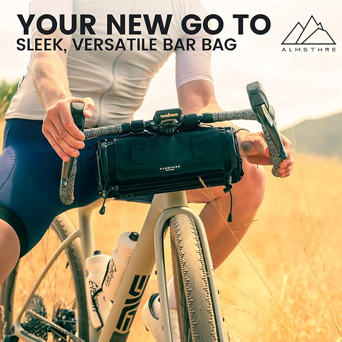 Signature XL Bar Bag – Midnight Black | Hard-Shell Bike Handlebar Bag with Waterproof Zippers & Adjustable Straps | Lightweight Bicycle Handlebar Bag, Compatible with Road, Gravel & MTB Bikes