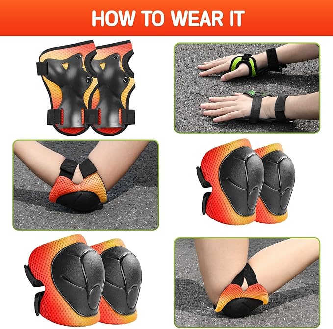 Toddler/Kids Bike Helmet Set for Boys Girls 3D Adjustable Kids Helmet Protective Gear Set Knee Elbow Wrist Pads and Multi-Sports Skateboard Scooter Cycling Roller Balance Bike