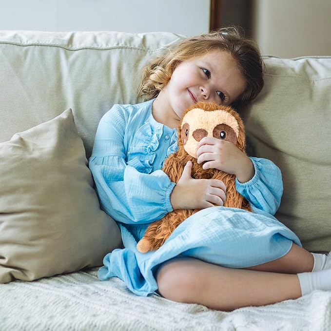 Happy Fuel Sloth Microwavable 1.5 lbs Unscented Heating Pad for Women & Kids - Cute Soft Cozy Pillow Plush Heatable Warm Stuffed Animals - Kawaii Hot & Cold Plushie Toy - Sloth Gifts for Girls & Boys