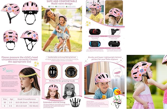 XJD Toddler Helmet Kids Bike Helmet for Infant/Baby Multi-Sport Adjustable Skateboard for Kids Boys Girls Lightweight for Age 1 and Older