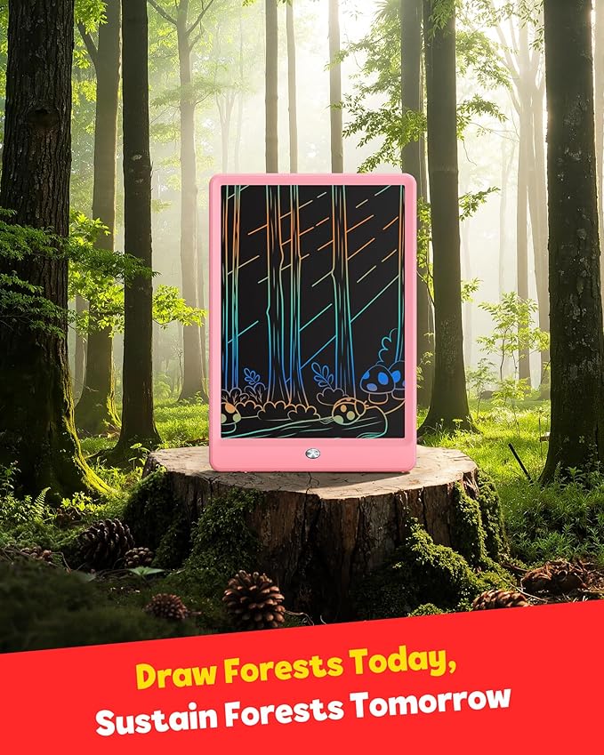 TEKFUN LCD Writing Tablet Doodle Board, 10inch Colorful Drawing Pad for Kids, Mess Free Coloring for Toddlers, Toys Gifts for 3 4 5 6 7 8 Year Old Girls Boys (Pink)