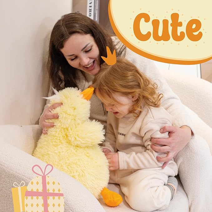 Yellow Duck Stuffed Animals, 4.4lbs Weighted Duck Plush Toy, Fluffy Stuffed Animal, Soft Farm Animal Plush Toy, 24" Large Weighted Stuffed Animals for Kids, Adults on Birthday Children's Day