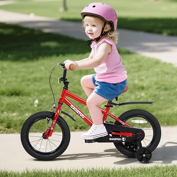 14/16/18 Inch Folding Kids Bike with Training Wheels, Gifts for Boy&Girl Age 3-9 yrs, Toddler Bike with Dual Brakes for Beginners, Multi-Color
