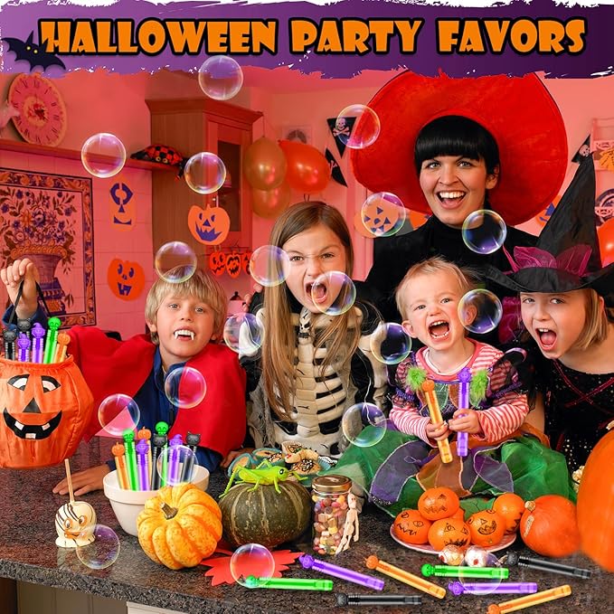 Halloween Party Favors Bulk for Kids 200 PCS, Mini Bubble Wands Bulk Toys Gifts for Toddlers, Halloween Trick or Treats Boo Basket Goodie Bag Stuffer Fillers Classroom Handouts Prizes for Boys Girls