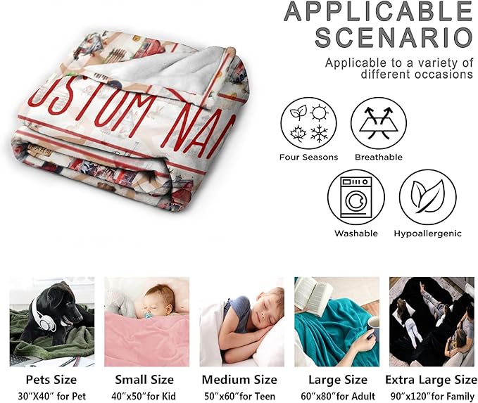 Custom Farm Tractor Blanket with Name Personalized Farm Tractor Blankets for Girls Boys Women Men Customized Blanket Gifts for Birthday 60"x80"for Adults