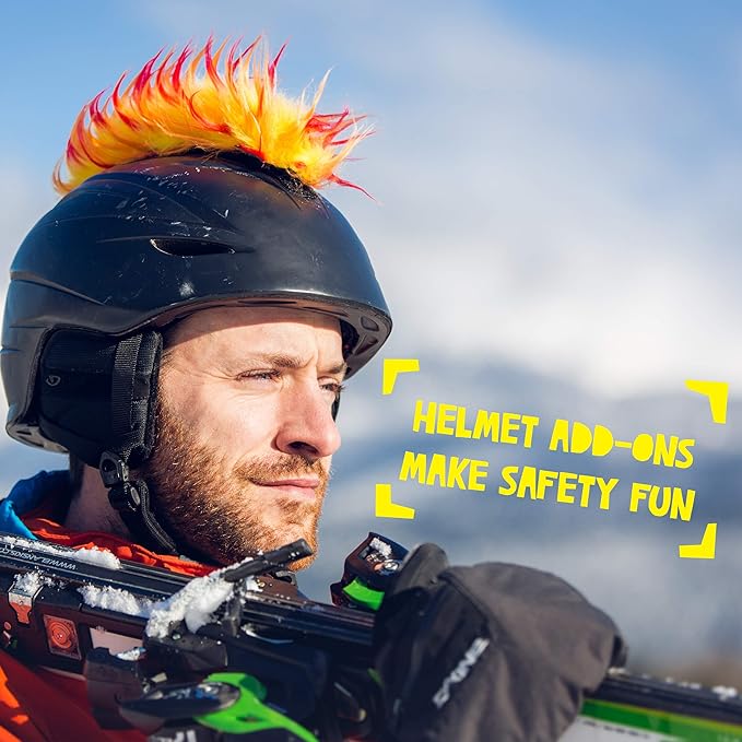 Iguana Helmet Accessories w/Sticky Hook & Loop Fastener Adhesive (Helmet not Included), Fun Helmet Mohawk/Cover for Snowboarding, Skiing, Biking, Cycling, Skating for Kids and Adults