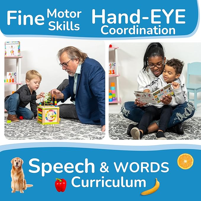 Toyventive Wooden Kids Baby Activity Cube - Girls Gift Set | 1st Birthday Gifts Toys for 1 One, 2 Year Old Girl | Developmental Toddler Educational Learning Girl Toys 12-18 Months | Bead Maze