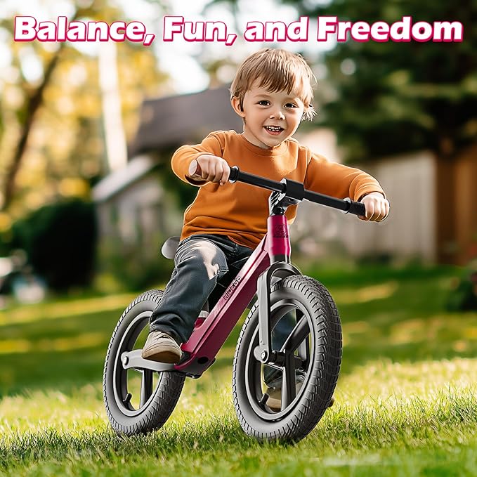 Ridego 14 Inch Balance Bike for Kids 3-6 Year Old,Lightweight Kids Bike with Adjustable Seat, Push Bicycle with Air Rubber Tires,Ride-on Toys Birthday Gift
