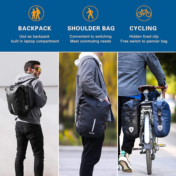 Bike Pannier Bag Backpack 20L Multifunctional Cycling Bicycle Rear Seat Trunk Pack Bag Bike Saddle Bag Backseat Pack Bag
