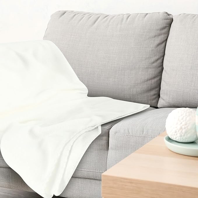 Newwiee 48 Pcs Fleece Throw Blankets Bulk Outdoor Wedding Guest Gifts Soft Lightweight Sleepover Lap Blankets Pet Home Sofa Couch Office Donation Homeless, 50 x 60 Inch (White)