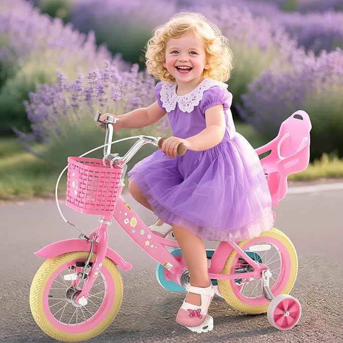 XJD Girls Bike for Toddlers and Kids Ages 2-12 Years Old,12 14 16 Inch Kids Bike with Training Wheels & Basket