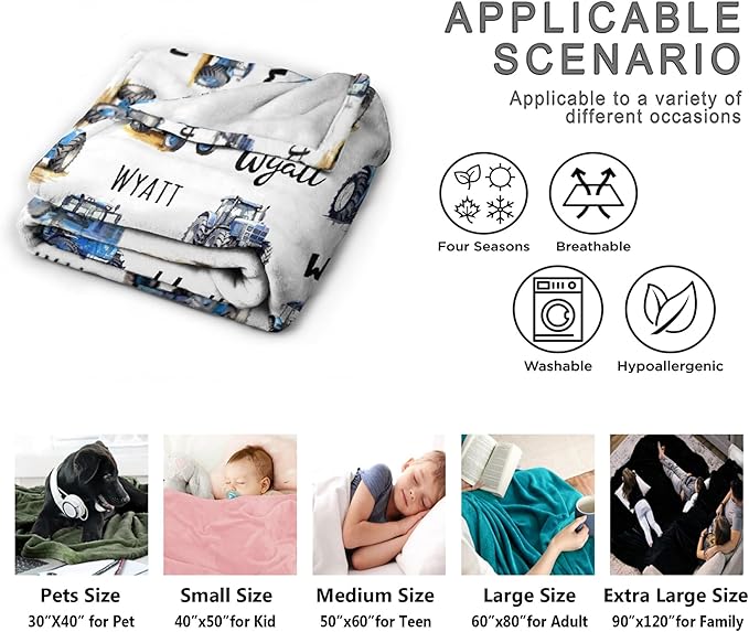 Custom Farm Tractor Blanket with Name Personalized Farm Tractor Blankets for Girls Boys Women Men Customized Blanket Gifts for Birthday 40"x50"for Kids/Small Pets