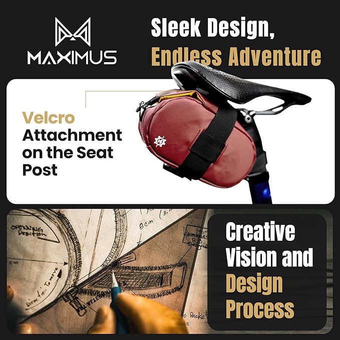 Lumiere & Co. Bike Seat Bag, Bike Saddle Bag, Saddle Bag Bicycle, Bicycle Saddle Bag, Bike Bag Under Seat, Saddle Bag, Bike Saddle Bags, Small Bike Bag - Maximus
