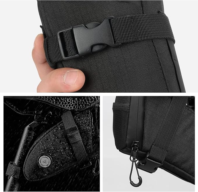 1.2L Aero Horn Bike Seat Bag Waterproof, PU Fabric & Taped Zipper, Bike Bag Reflective Logo & Taillight Mount, Tool-Free Straps, Bike Saddle Bag