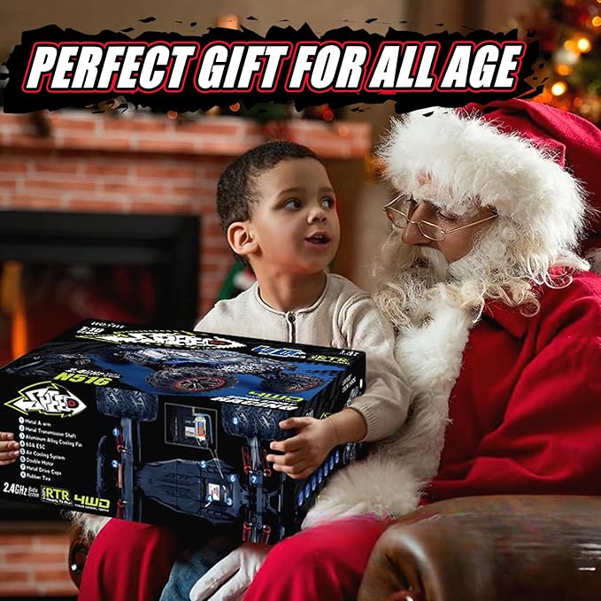 1/10 RTR Fast RC Cars,30mph Hobby Electric Off-Road Monster Truck,Waterproof High Speed RC Car 4WD Blue Remote Control Car with Two Rechargeable Batteries