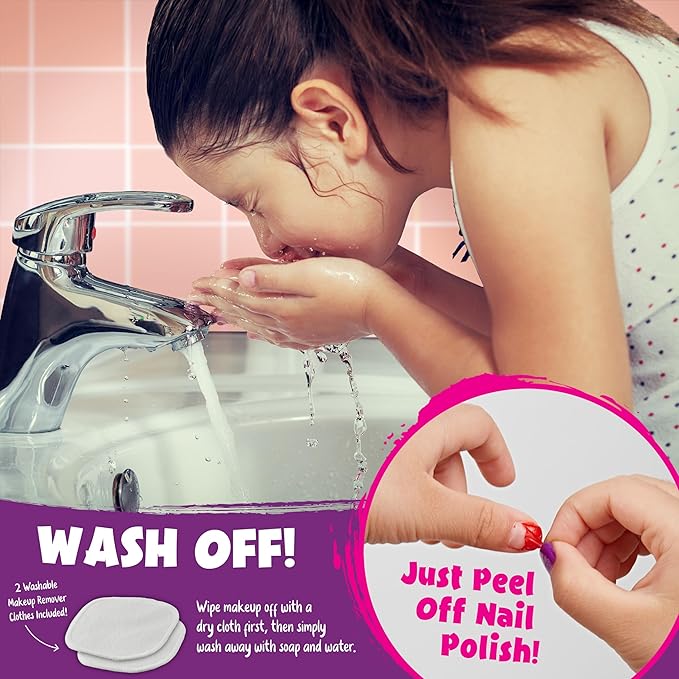 Kids Makeup Kit for Girls - Girl Toys Non-Toxic Real Washable Make Up Set for Little Girls - Pretend Play Toy Birthday Gift Idea for Girl Ages 3, 4, 5, 6, 7, 8, 9, 10 Year Old