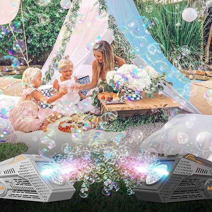2-Pack Bubble Machine,Automatic Bubble Blower with 4 Rechargeable Batteries 20000+ Big Bubbles Per Minute Toys for Kids Summer Outdoor Birthday Wedding Party(Black+Black)