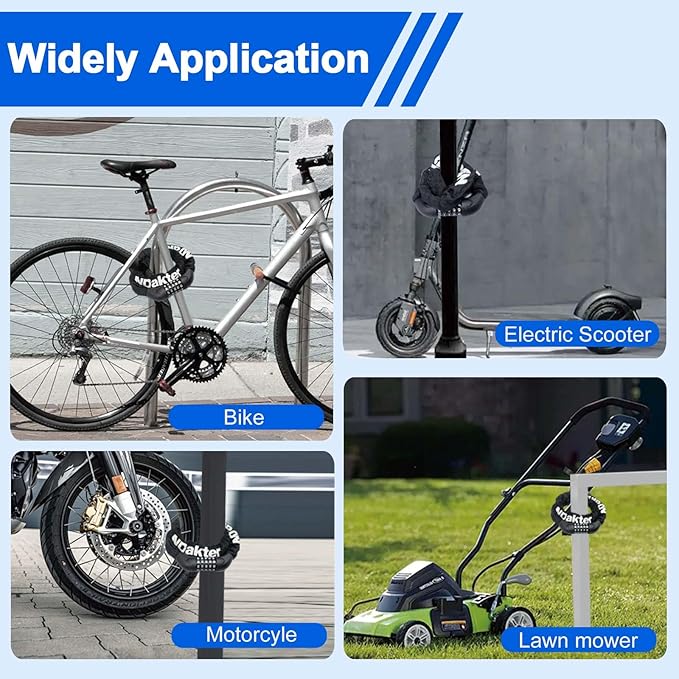 NDakter Bike Chain Lock, 5 Digit Combination Heavy Duty Anti Theft Bicycle Chain Lock,2.62/3.2/4.27/5/6Ft Long Security Resettable Bike Locks for Bike, Bicycle, Scooter, Door, Gate, Fence-4/6mm Thick