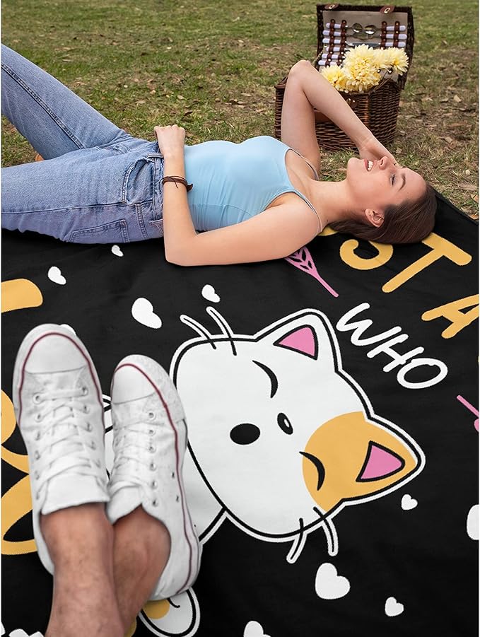 Just Girl Loves Cats Blanket Soft Blankets and Throws Flannel Cozy Lightweight Quilt Gift Perfect for Bed Sofa Couch-120 x90 Extra Large for Family