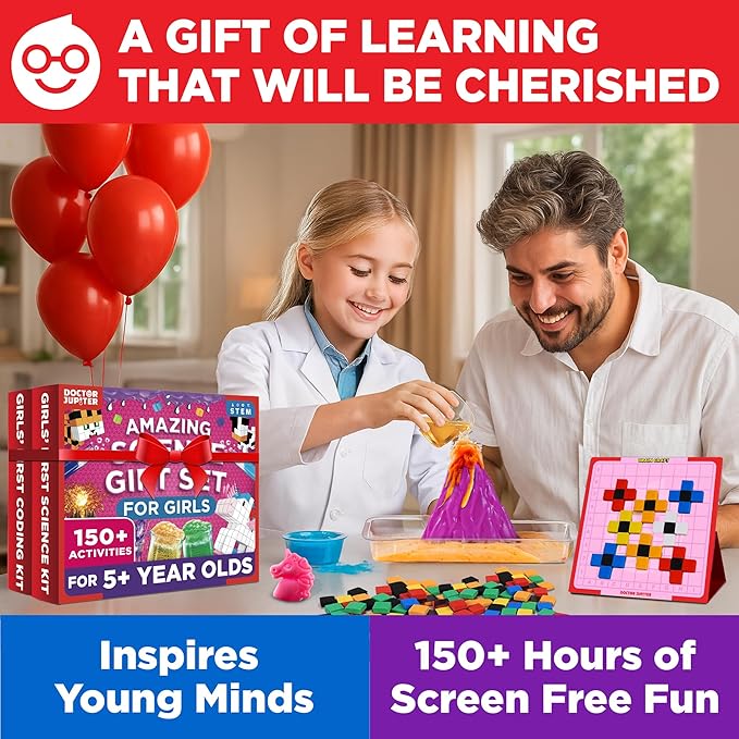Doctor Jupiter Amazing Science Gift Set | Set of ‘Girls’ First Science Kit Starter’, ‘Brain Craft’ for Kids Ages 5+ | Birthday Gift Ideas, STEM Learning & Educational Toys for 5-6-7-8 Year Old Girls