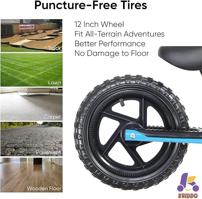 KRIDDO Toddler Balance Bike 2 Year Old, Age 24 Months to 5 Years Old, Early Learning Interactive Push Bicycle with Steady Balancing, Gift Bike for 2-5 Boys Girls, Blue