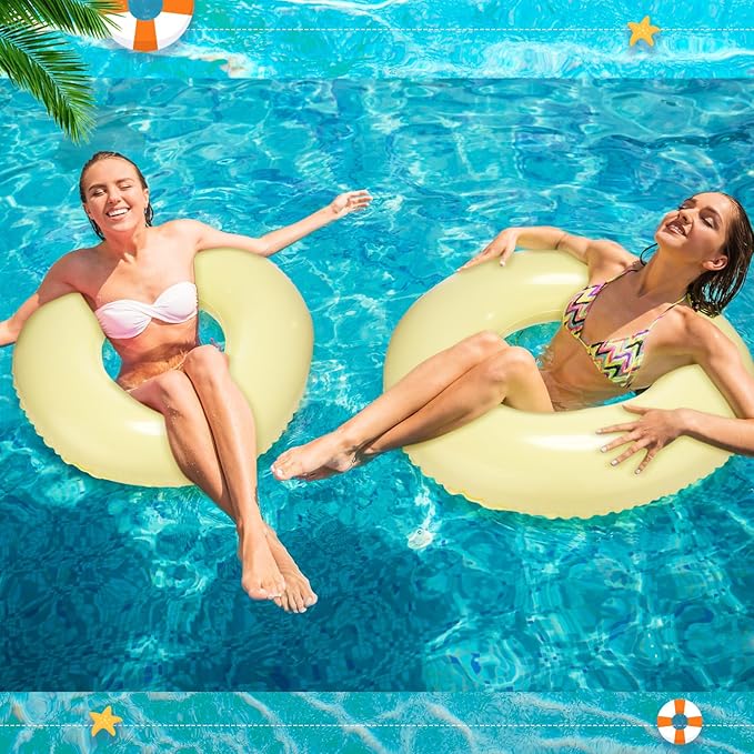 ShinyRelief 4 Pcs Inflatable Pool Floats Swim Rings for Adults Colorful Swim Inner Tube Swimming Ring Raft Float Toys for Beach Swimming Pool Party Supplies(33 Inch,Yellow)