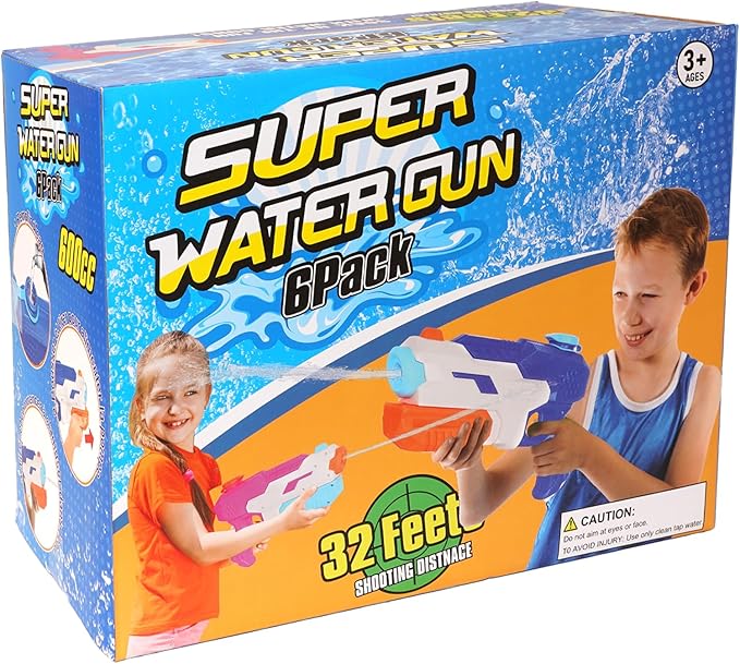 4 Pack Water Gun for Kids Adults: 600cc Squirt Blasters Super Water Gun Soaker with Long Range High Capacity for Boys Girls Summer Swimming Pool Beach Outdoor Water Fighting Play Toys Party Favors
