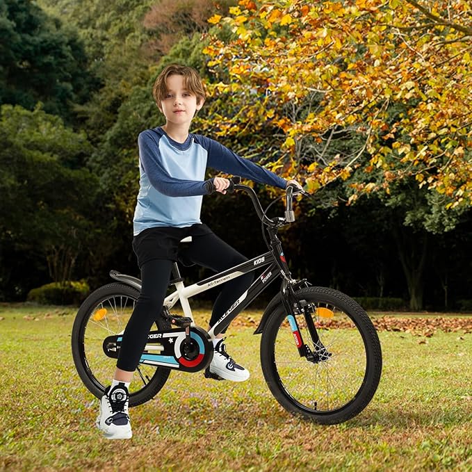 ACEGER Simon Kids Bike for Boys Girls Toddlers, Unisex for Aged 3-13 Years, 12 14 16 18 Inch Children Bicycle with Training Wheels, 20 Inch Bike with Kickstand
