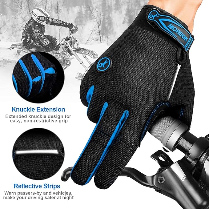 BIKINGMOREOK Bike Cycling Gloves for Men Women,Touchscreen Full Finger Shock-Absorbing 5MM Gel Pads MTB Road Bicycle Gloves for Mountain Biking,Running,Hiking,Outdoor Sports