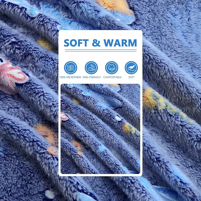 Glow in The Dark Whale Blanket,Ocean Whale Gifts Toys for Boys Girls, Birthday Presents Decor for Kids Age 3-14 Year Old Son Teen Child Toddler Luminous Christmas Bedroom Throw Blanket 50"x60"