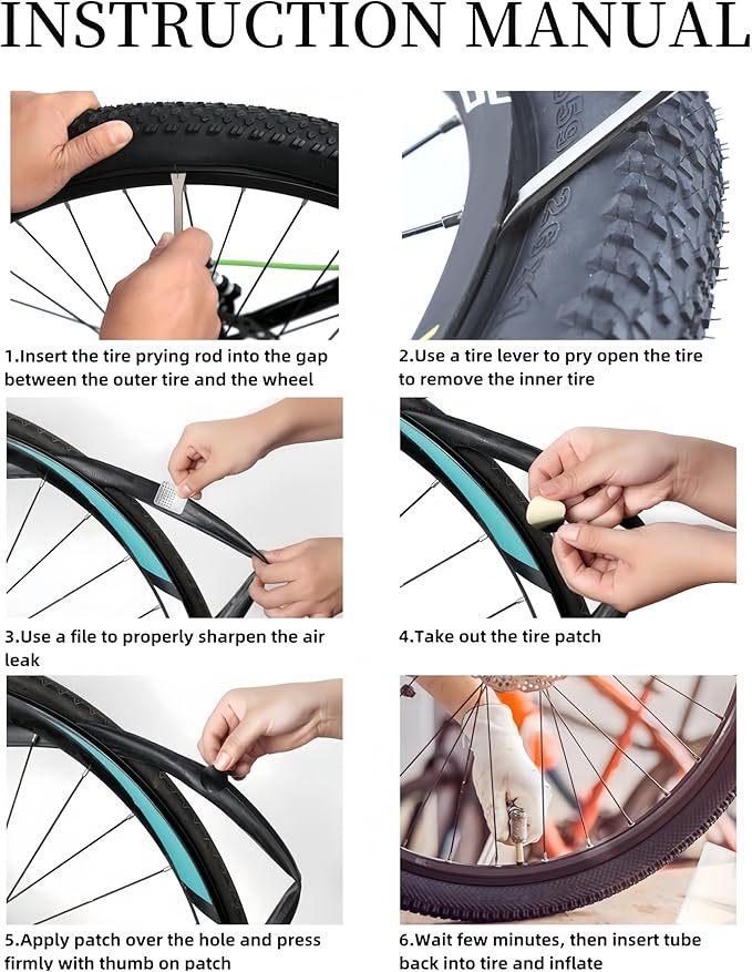 Bike Tire Patch Kit,Bike Repair Patch Bicycle Inner Tire Patch Repair Tool Kit for Road Mountain Bike Motorcycle